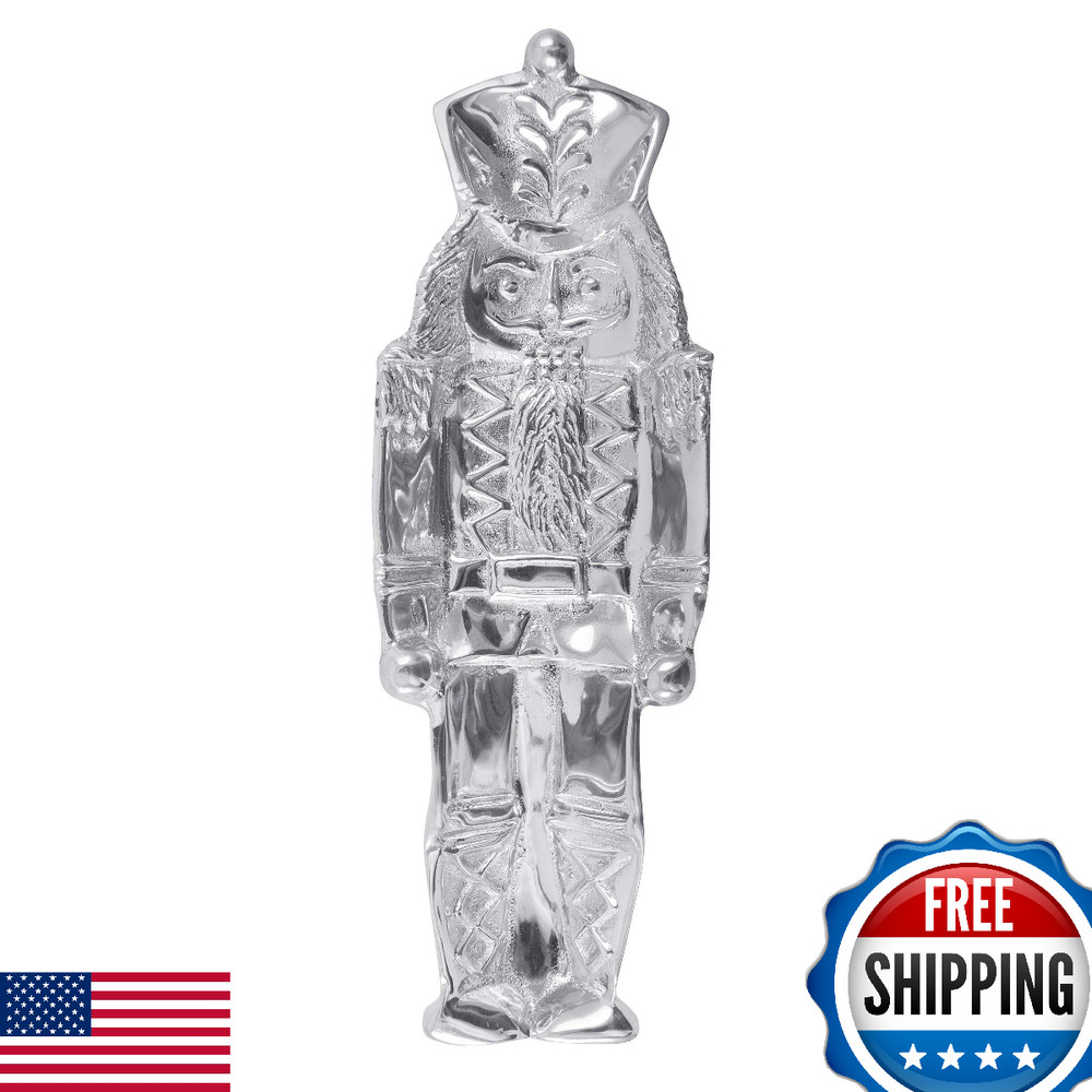 MARIPOSA Nutcracker Nut Dish, 10", Silver - Festive Holiday Server