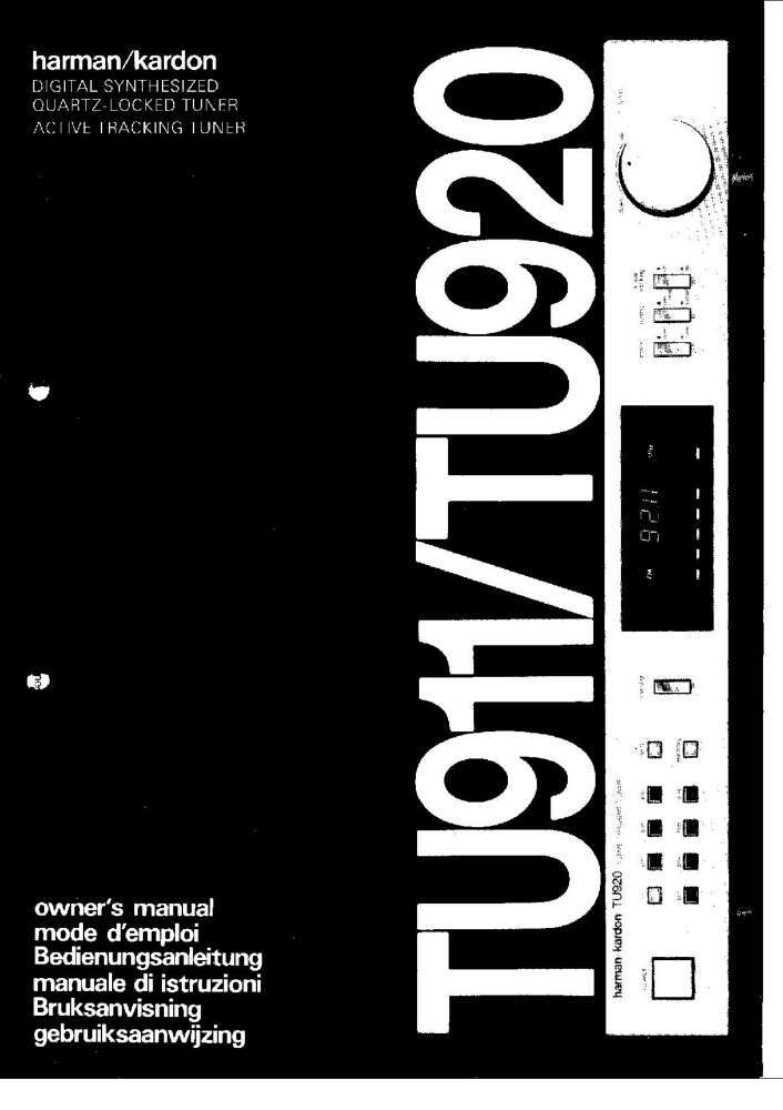 Harman Kardon TU-920 Tuner Owners Manual