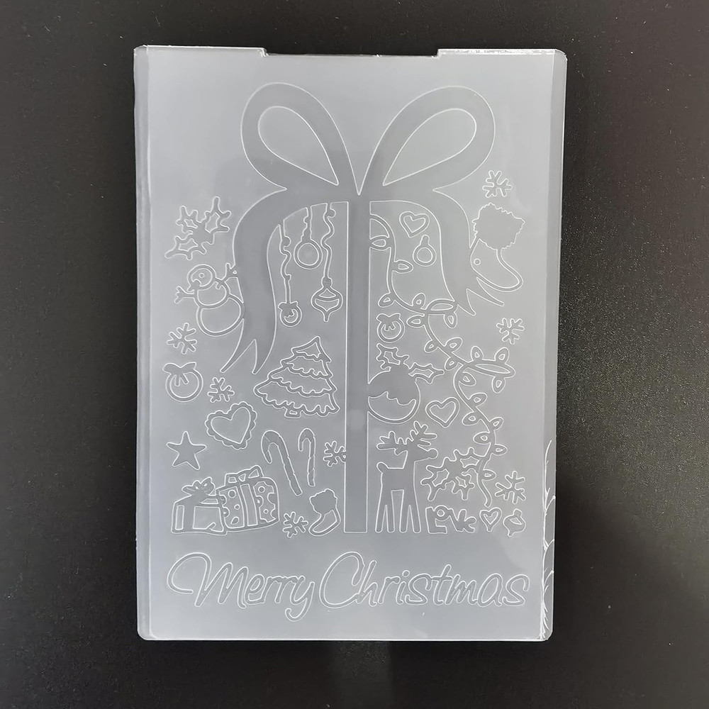 Merry Christmas Tree Background Plastic Embossing Folders for Card Making Scrapb