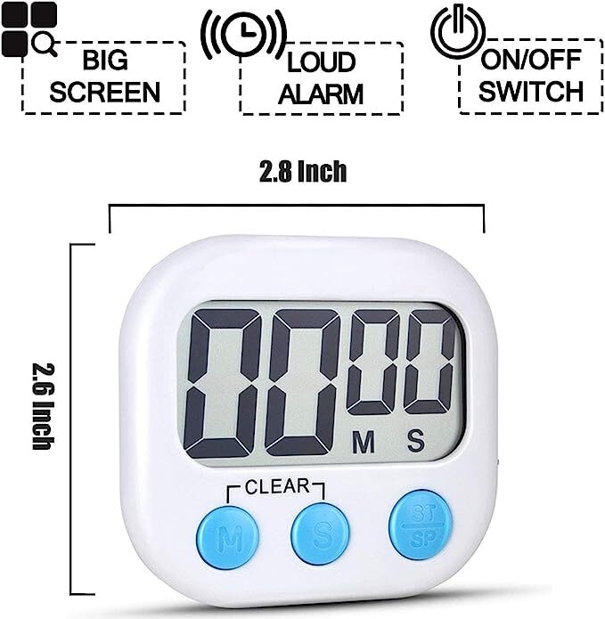 2 Pack LCD digital kitchen timer magnetic countdown up cooking timer clock loud