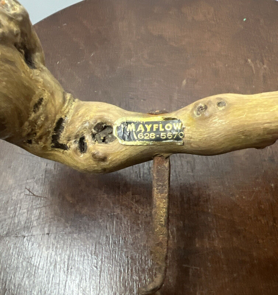 Mayflower Grapevine Wine Corkscrew Primitive Driftwood Handle Rusted Metal