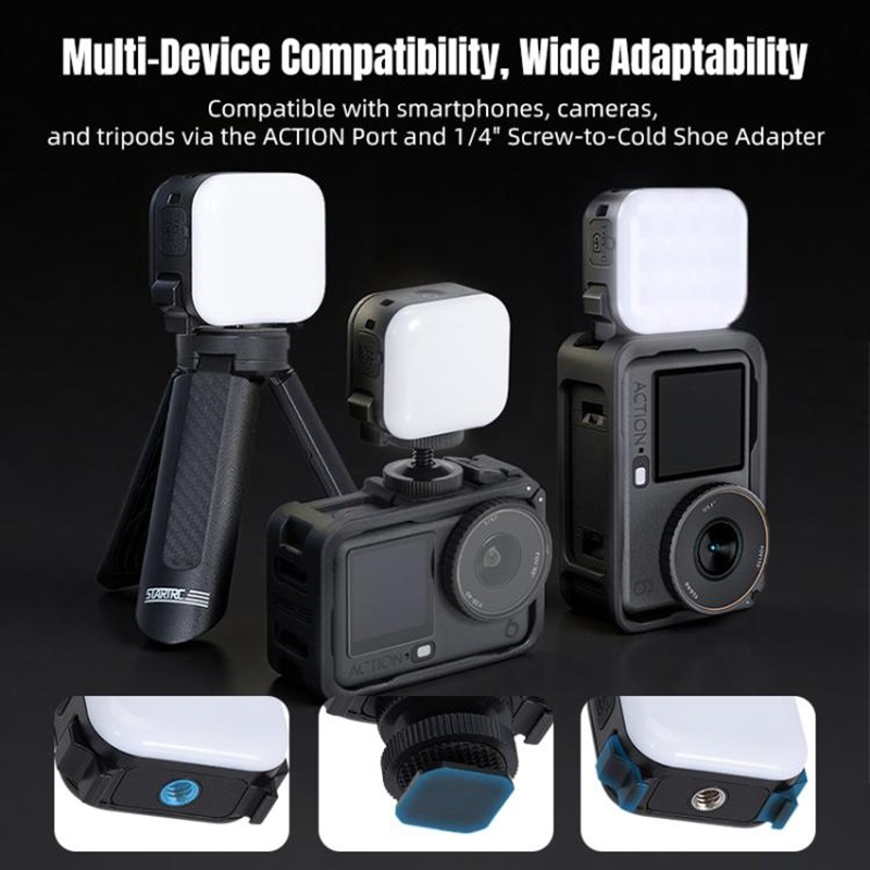 For DJI Osmo Action 6 / 5 Pro / 4 / 3 STARTRC Small Cube Fill Light