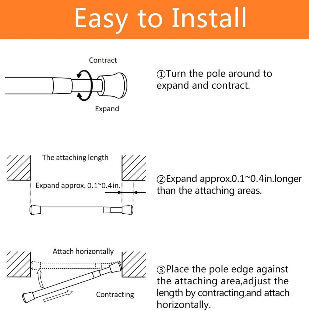 Compact 2-Pack Curtain Rods 5.25-7.5 Inch, Durable & Stylish – No Tools Required