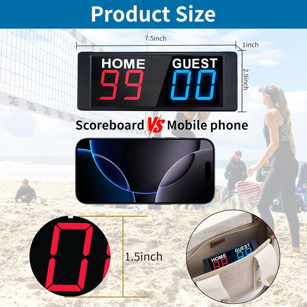 LED Portable Digital Scoreboard, Tabletop Electronic Scoreboard with Remote, Sco