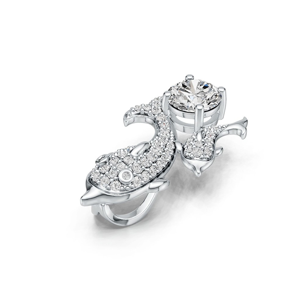 Sterling Silver Semi Mount Pendant Setting Round RD 8x8mm Dolphin Theme