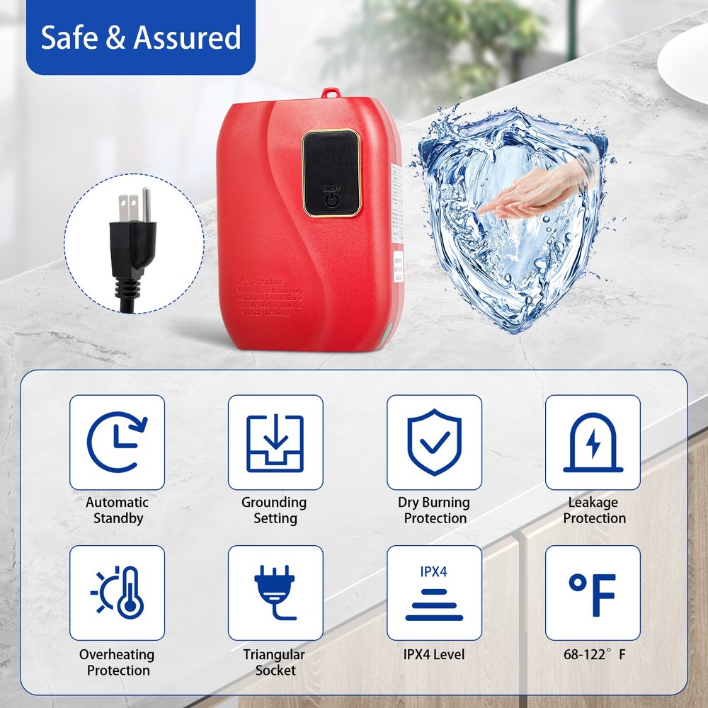 Mini 110v 3000w Instant Tankless Water Heater Electric Hot Water Heater Kitchen