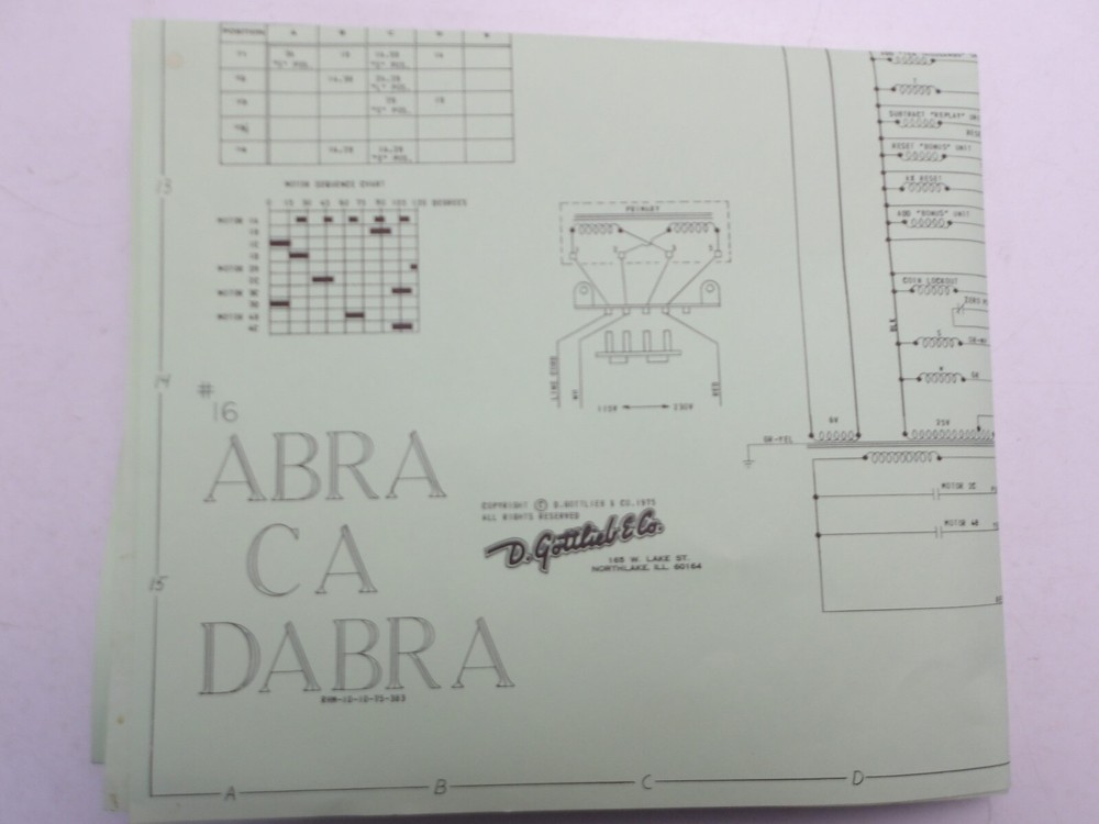 Gottlieb: Abra Ca Dabra- Schematic NOS