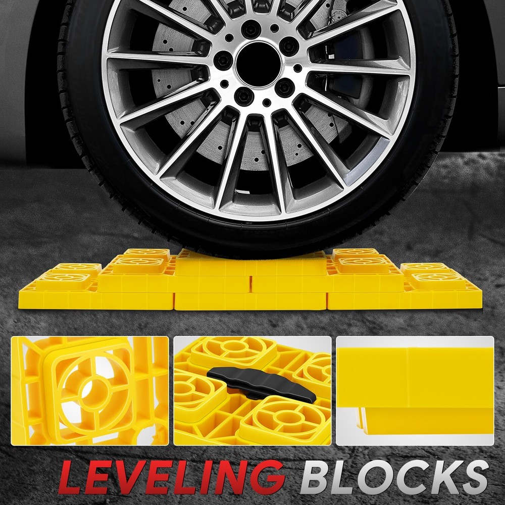 10Pcs Heavy Duty RV Leveling Blocks Camper Cargo w/Carrying Handle & Storage Bag
