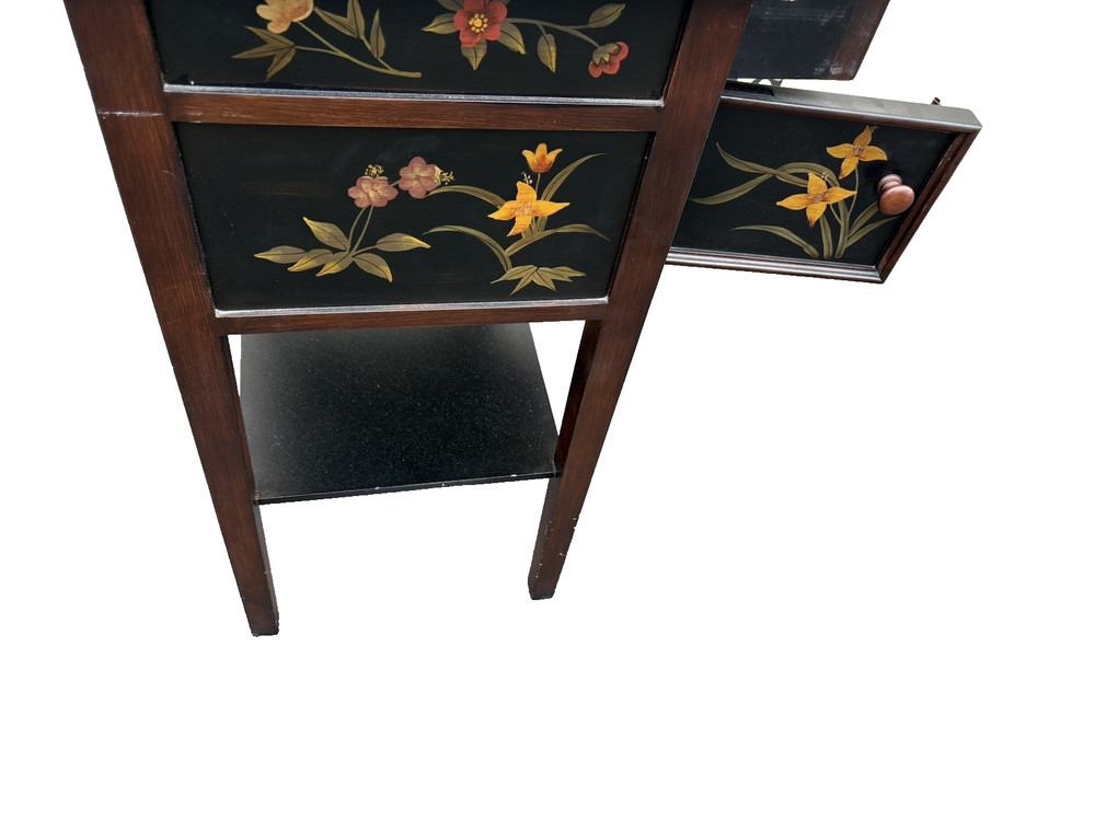 66834 Decorator Stenciled Black Lamp Table Stand