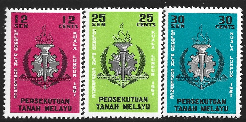 Malaya, Scott #99-101, Columbo Plan, MH