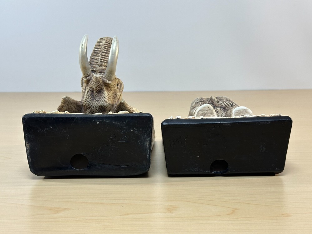 Vintage Ceramic Elephant Bookends, Hand painted, 8” tall - 2001