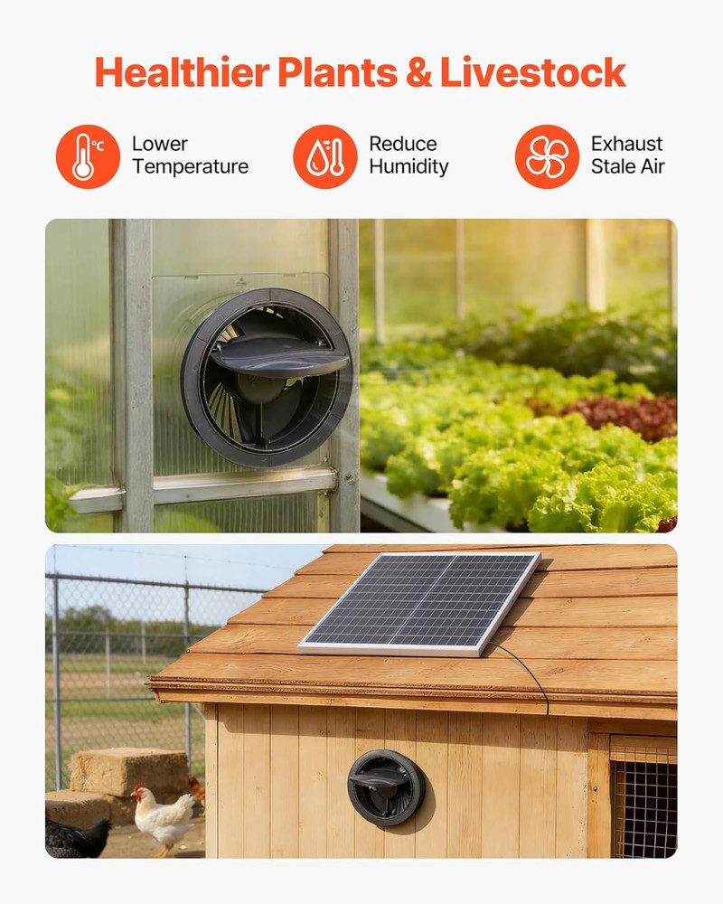 Solar Powered Fan, 25W Solar Panel with 220 CFM Airflow, Adjustable Panel Angle,