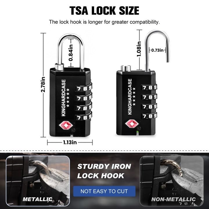Kinghardcase 2 Pack TSA Approved Gun Locks, 4 Digit Combination Locks Black