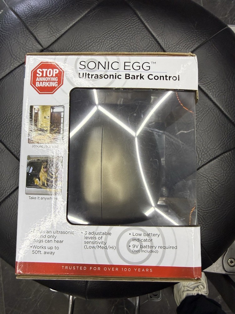Sunbeam Sonic Egg Ultrasonic Anti Barking Device, 50ft Range, Adjustable, Porta…