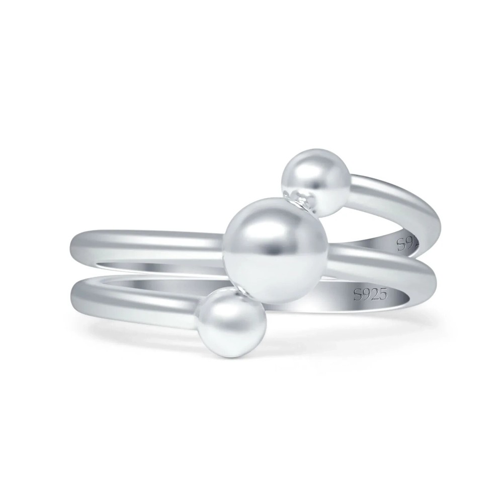 Three Ball Ring Vintage Style 925 Sterling Silver 11.3mm