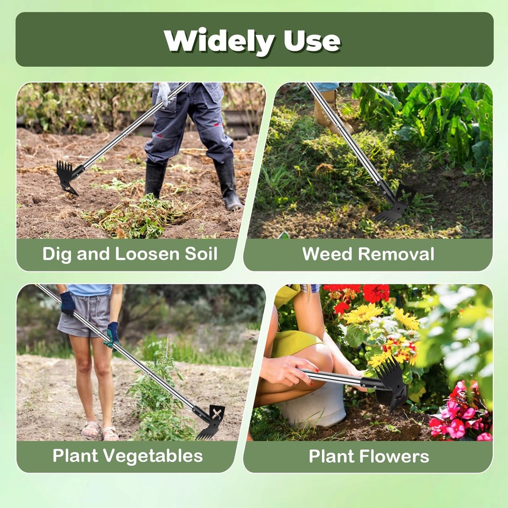 Weed Puller Tool with Long Handle, 60" Manual Weeding Tools Gardening, 2 in 1...