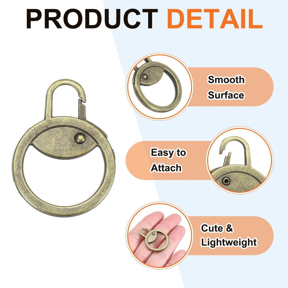 Zipper Pull Charm 1 Pcs Round Zipper Pull Replacement, Bronze Tone
