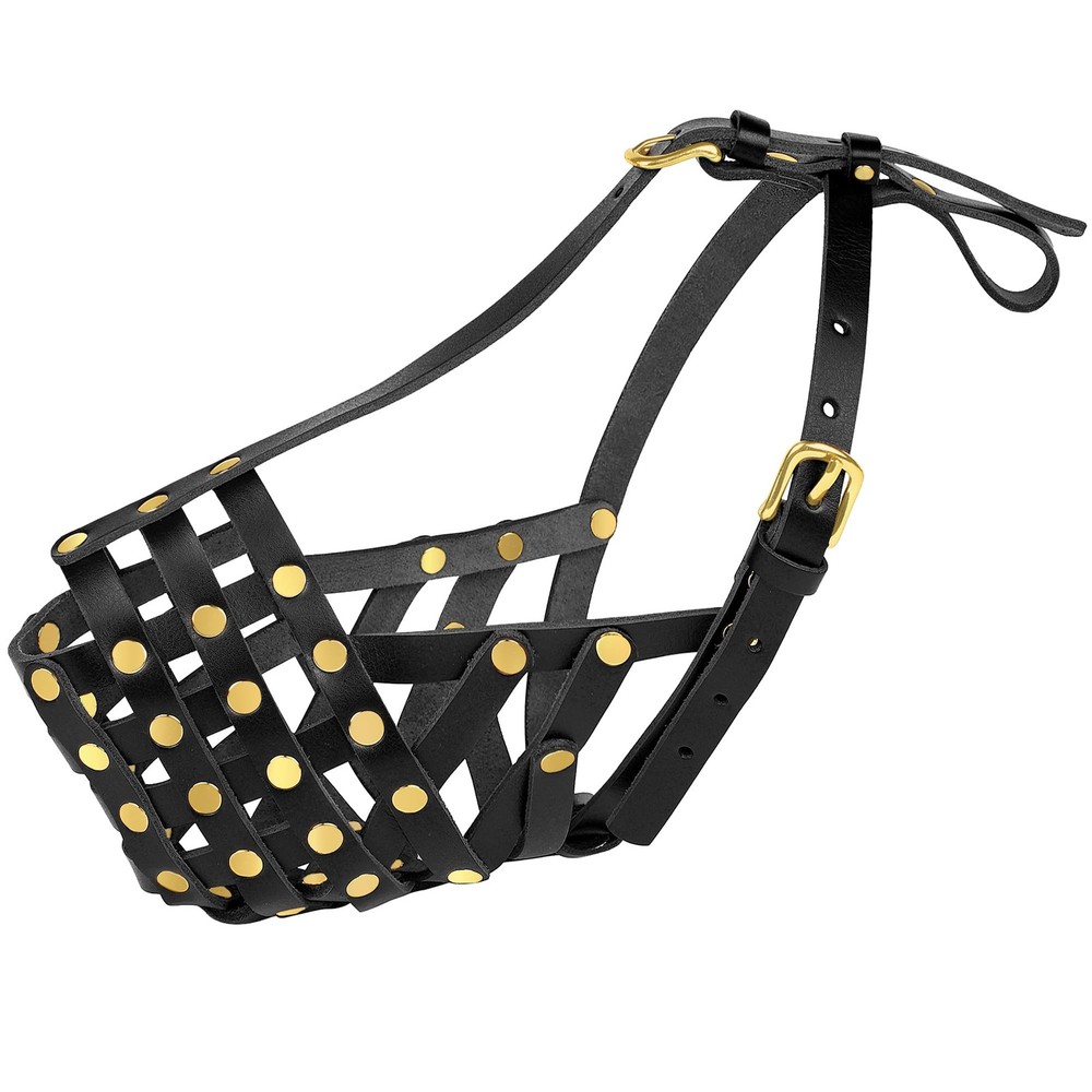 Labrador Dog Muzzle for Large Dogs - Leather Breathable Secure Basket Muzzle ...