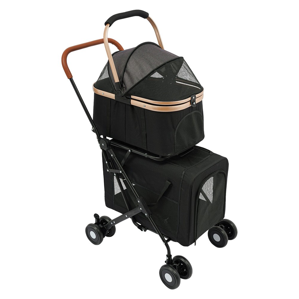 2-Tiers Foldable Small & Medium Dogs Stroller Pet Stroller Dog & Cat Stroller