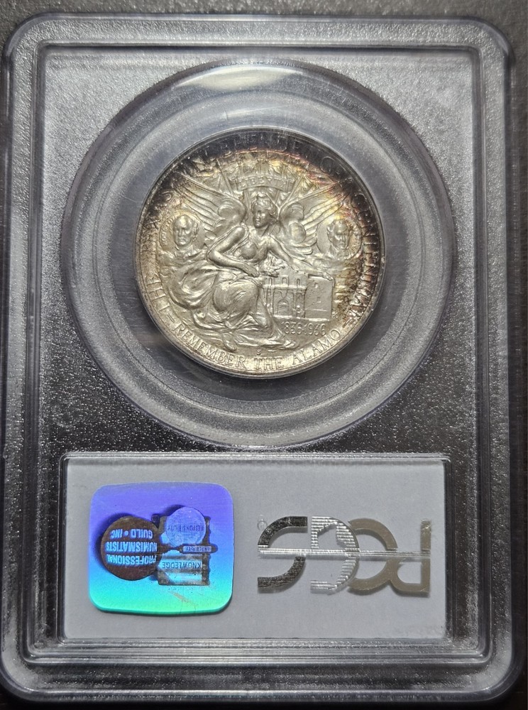 1937-S Texas Commemorative Half Dollar With Reverse Toning PCGS MS65