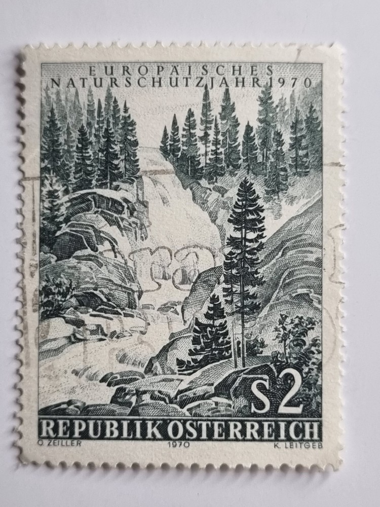 Austria 1970 Forest Waterfall Stamp – Used RefGg