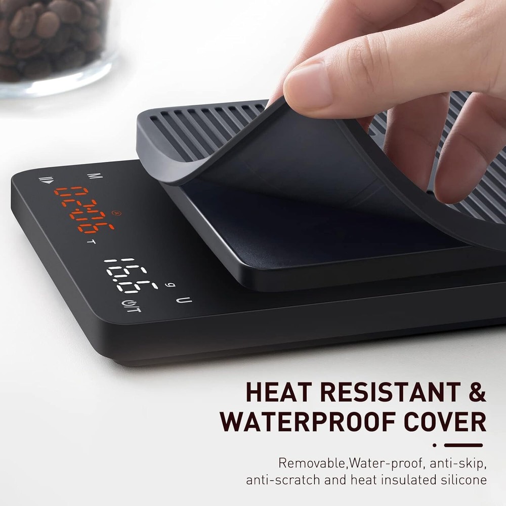 Professional Pour Over Coffee Scale – Auto Timing, Tare Function & Large Display