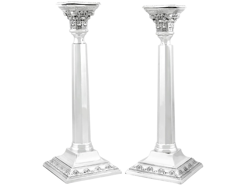 Antique George VI Sterling Silver Candlesticks (1937)