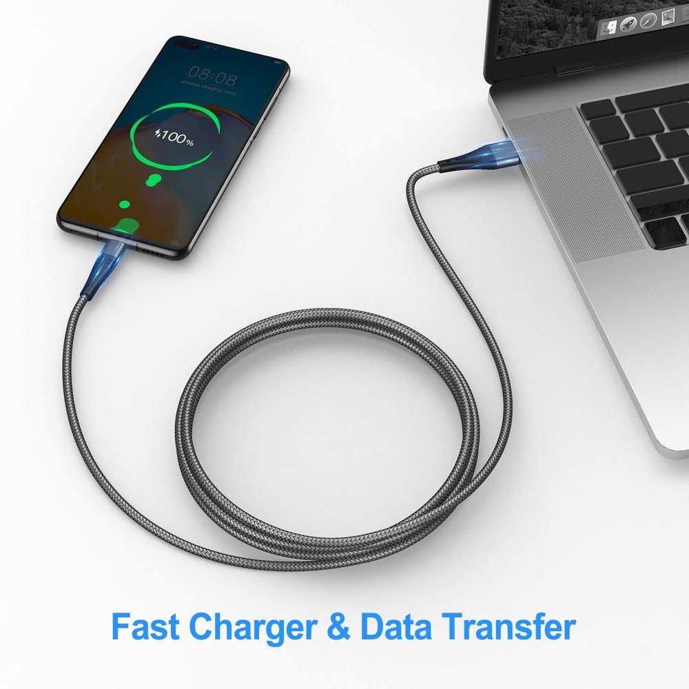 Micro USB Cable 10ft Android Phone Charger 2-Pack Extra Long 10foot, silver