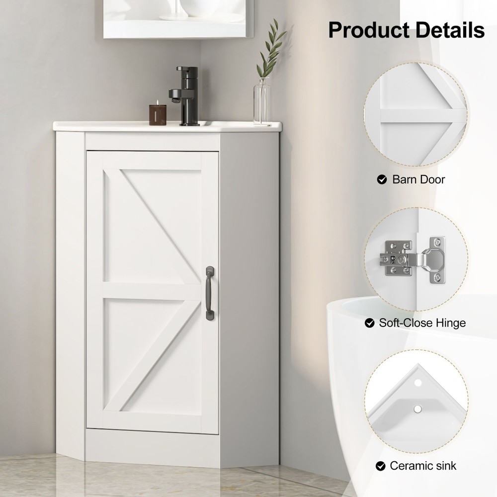 Corner Bathroom Vanity Sink Combo for Small Space Freestanding Compact Space US