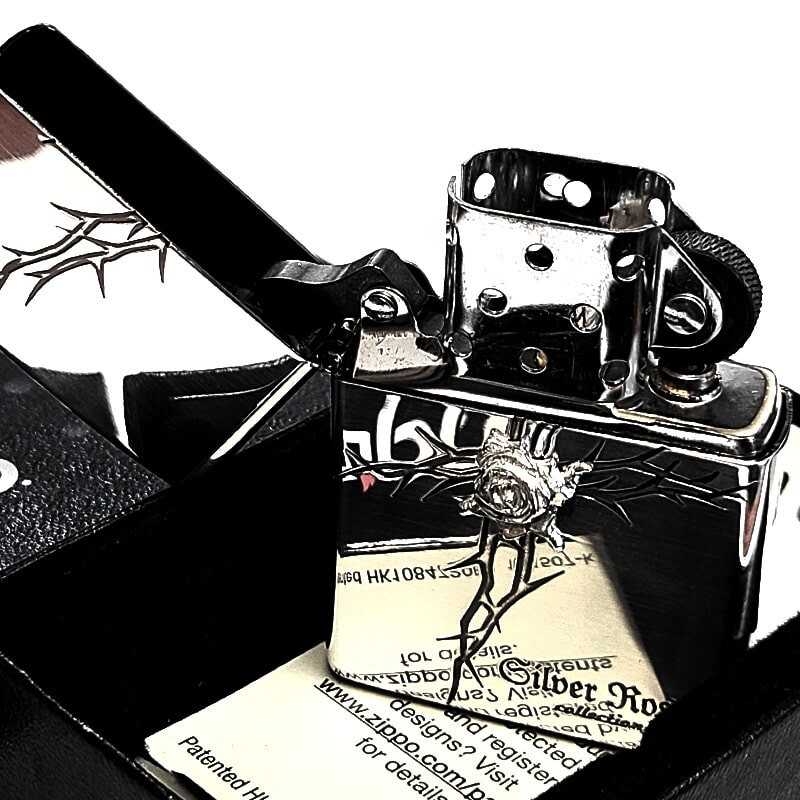 Zippo Rose Pure Silver Metal Cross One Sided Processing Etching Lighter Regular