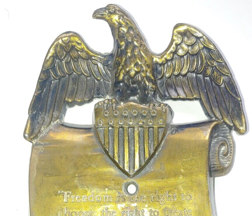 Vintage American Eagle Freedom Thomas Jefferson Brass Single Light Switch Cover