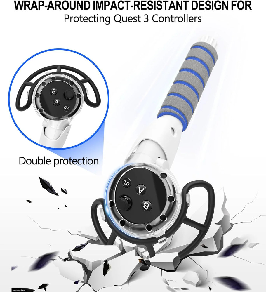3 in 1 Handle Attachments for Meta Quest 3 Controller Grips Accessories, VR Hand