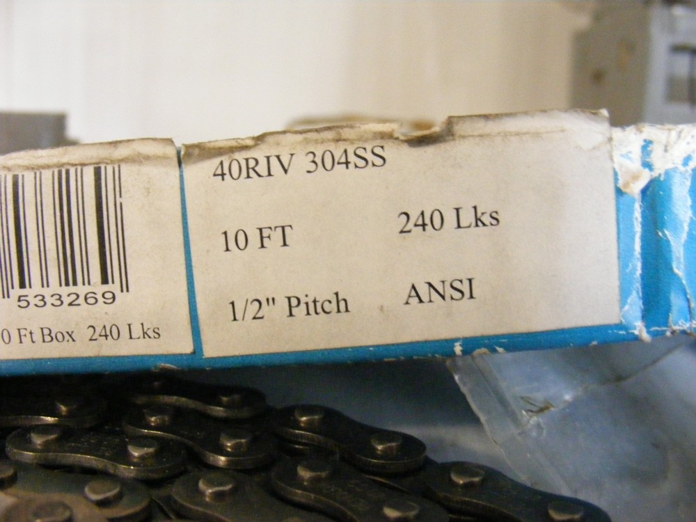 40RIV 304SS ROLLER CHAIN WHITNEY REYNOLD 10ft