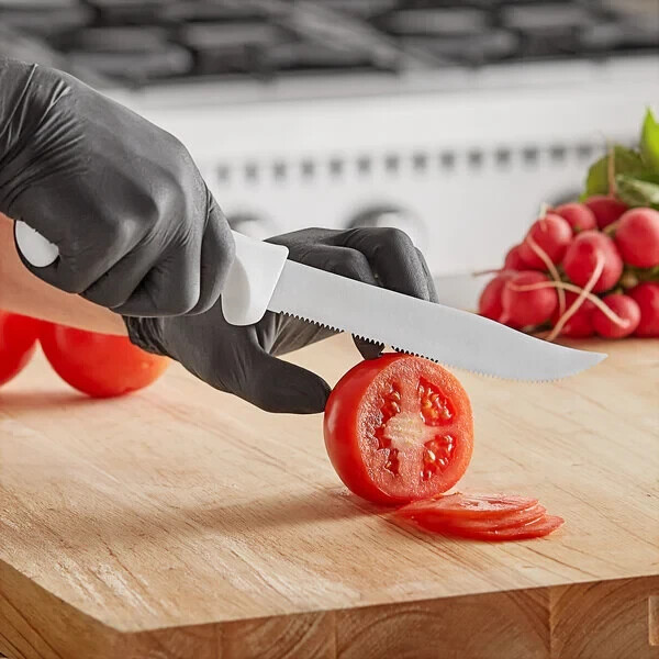 Choice 8" Serrated Edge Utility Knife with White Handle