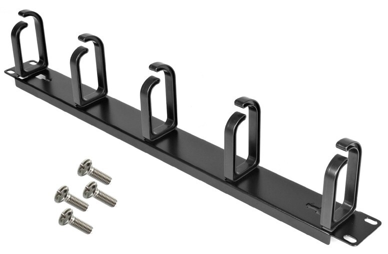 1U Server Rack Cable Organizer with 5 Adjustable Hooks for Network/Data Cabinets