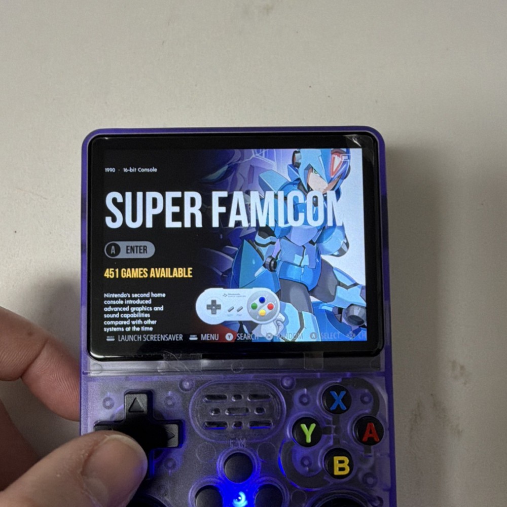 R36S Open Source Handheld Game Console Purple Transparent USB-C