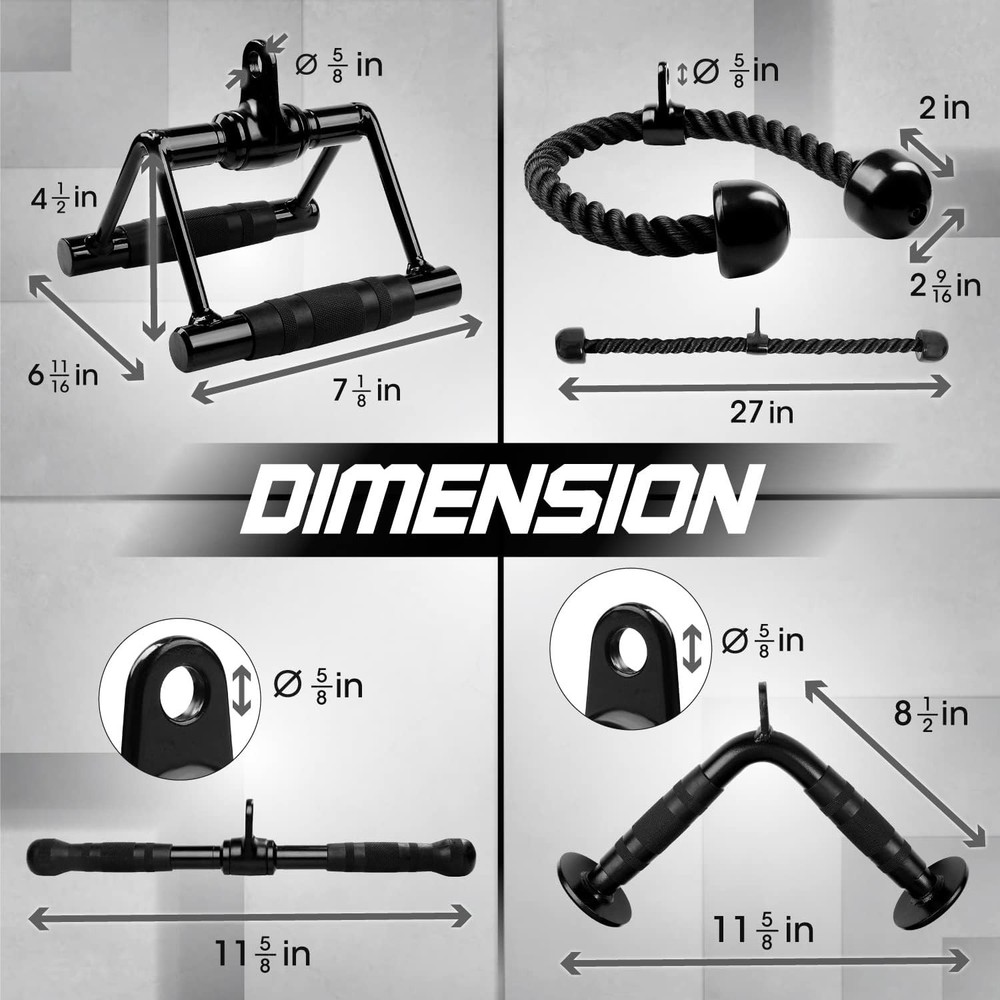 Cable Machine Attachments - Triceps Straight Bar V Bar LAT Pulldown Attachments