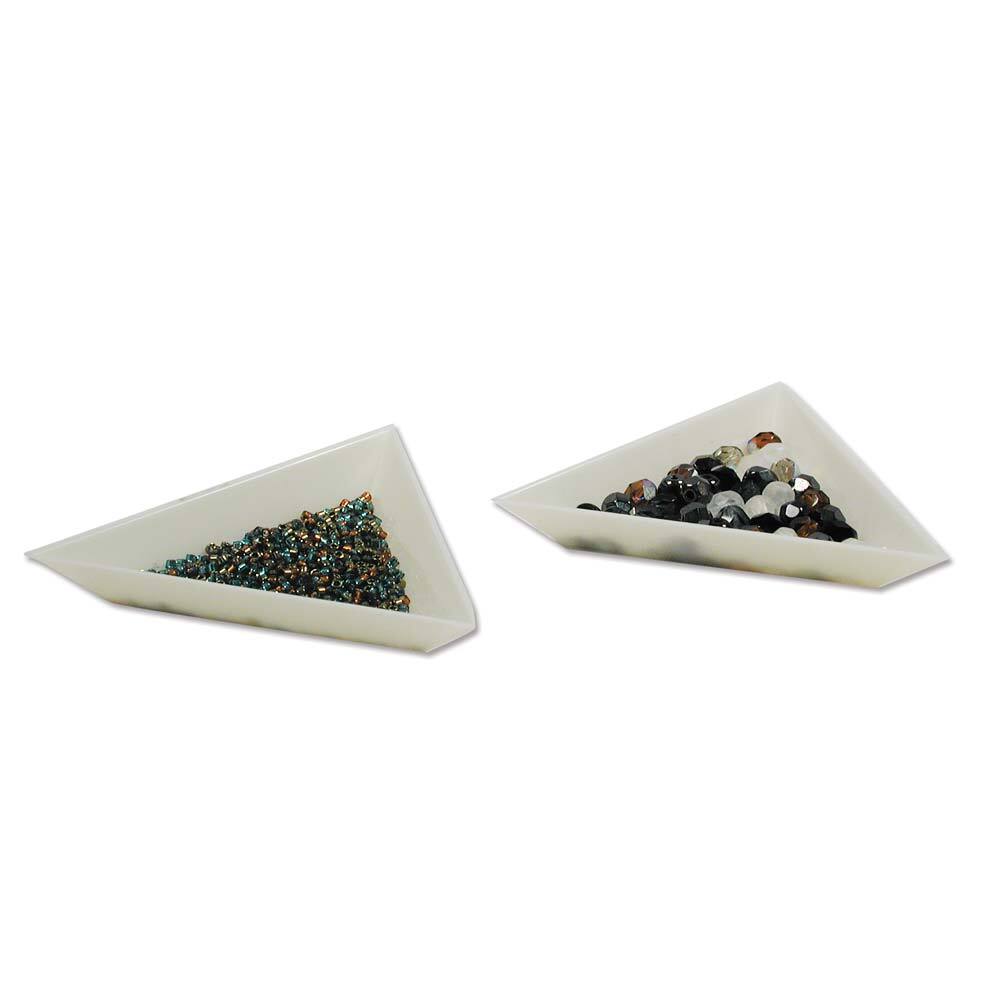 Tri-tray white plastic triangular beading trays, set of 3