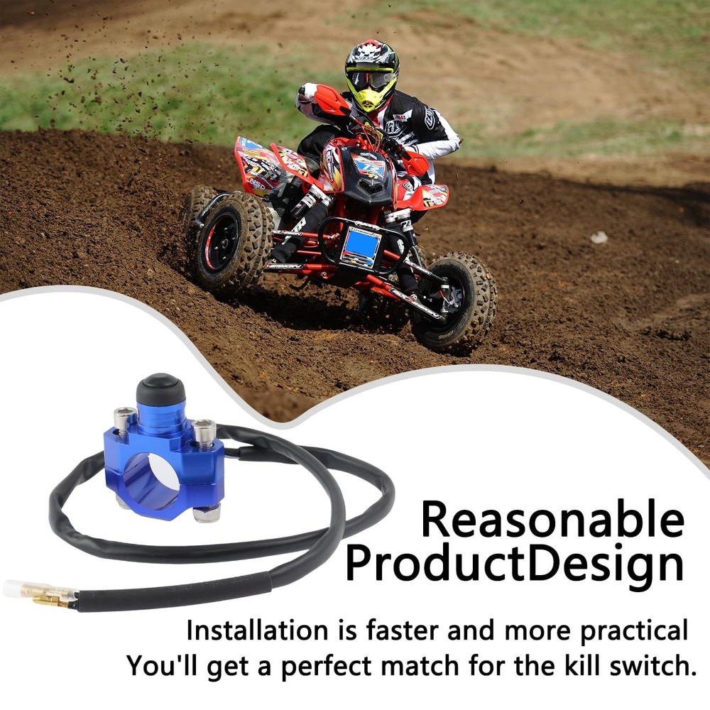 Universal Motorcycle Engine Stop Start Kill Switch Button Blue(Black Button)