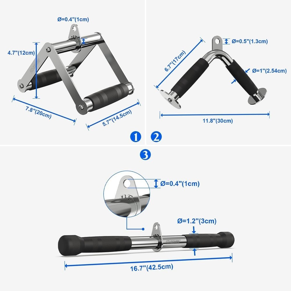 Cable Attachments V Bar Rotating Handle 7.8kg Capacity Chrome