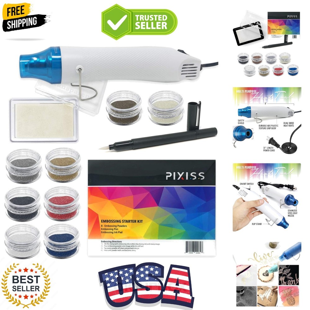 Embossing Kit with Heat Tool Bundle, Embossing Powders, Complete Embossing St...