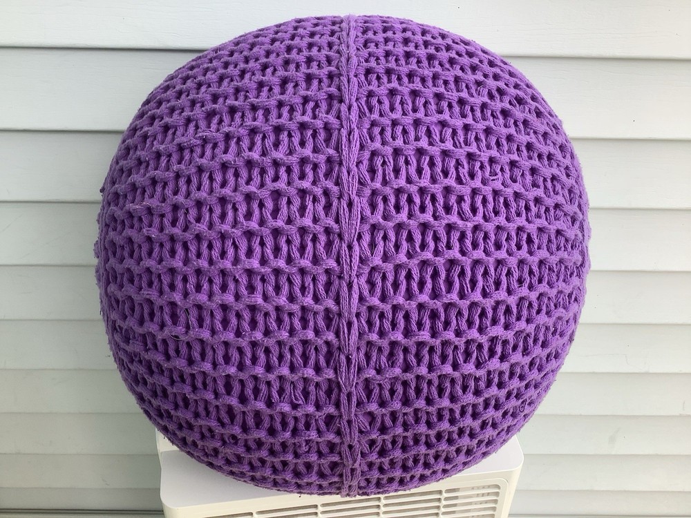 PURPLE LARGE POUF BALL, NEW .