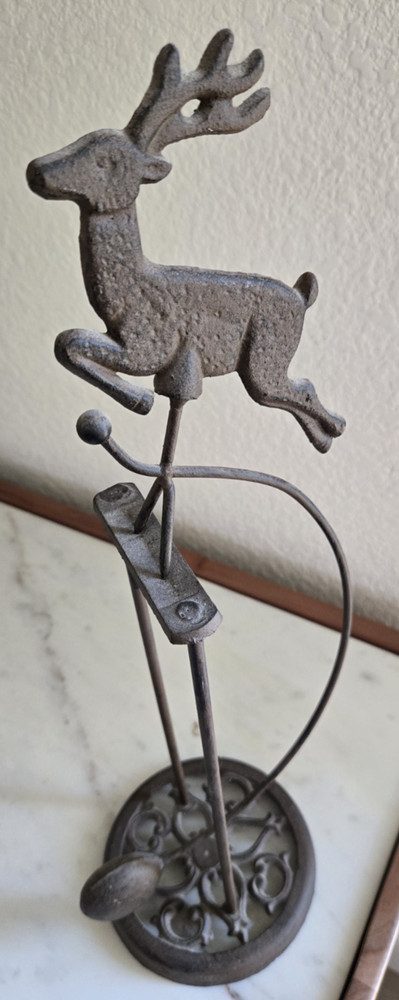 VTG Cast Iron Rustic Reindeer Balancing Pendulum - 18"