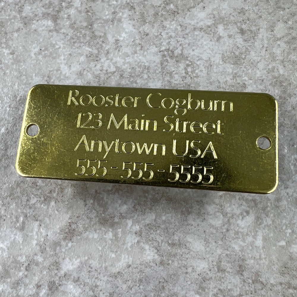 Custom Engraved Tags Personalized NAME PLATE ID Name Plate RUSTIC BRASS MEDIUM
