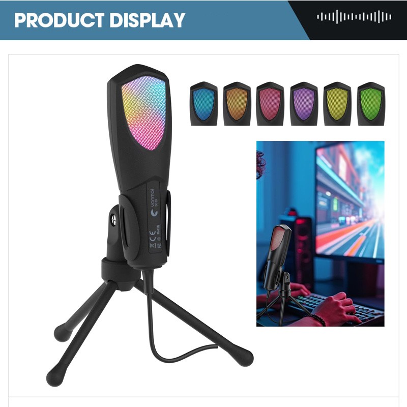 Gaming Microphone USB Computer Microphone for PC Mac PS4/5 Condenser Podcast RGB