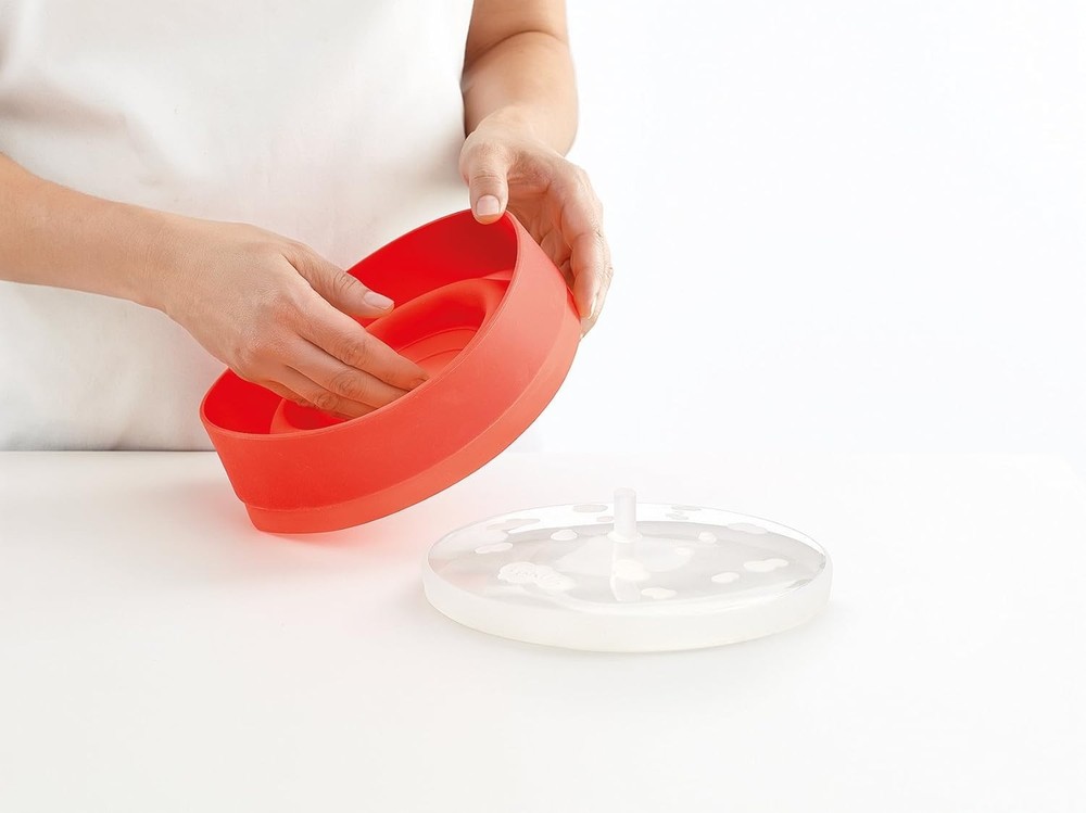 Red Collapsible Microwave Popcorn Maker 2-3 Servings Fast & Healthy