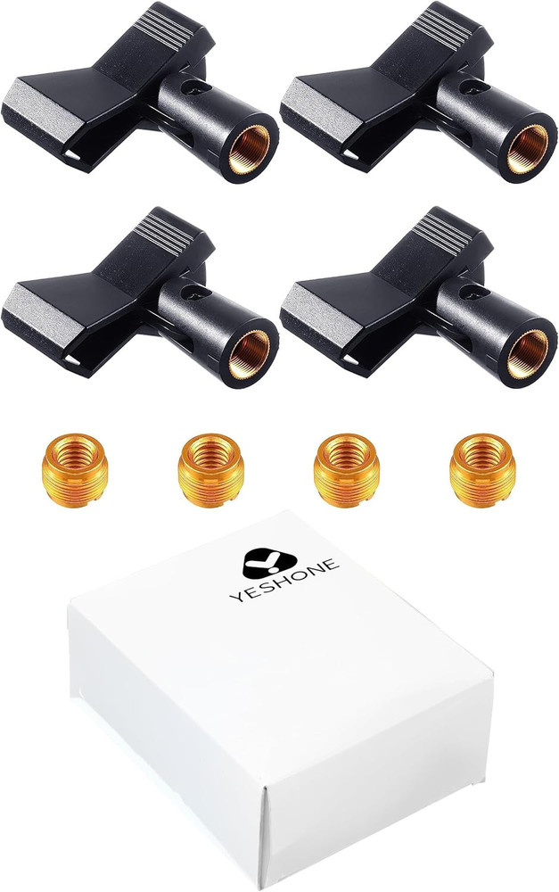 4 Pieces Mic Clips for Stands with 4 Adjustable Adapters Microphone Holder Wirel