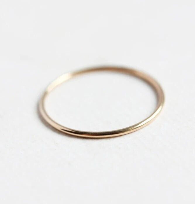 14k Gold Thin Ring. Minimalist, Stackable SIZE: 5-10