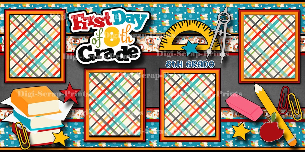 EIGHTH 8TH GRADE Middle School premade scrapbook pages printed digiscrap A0370