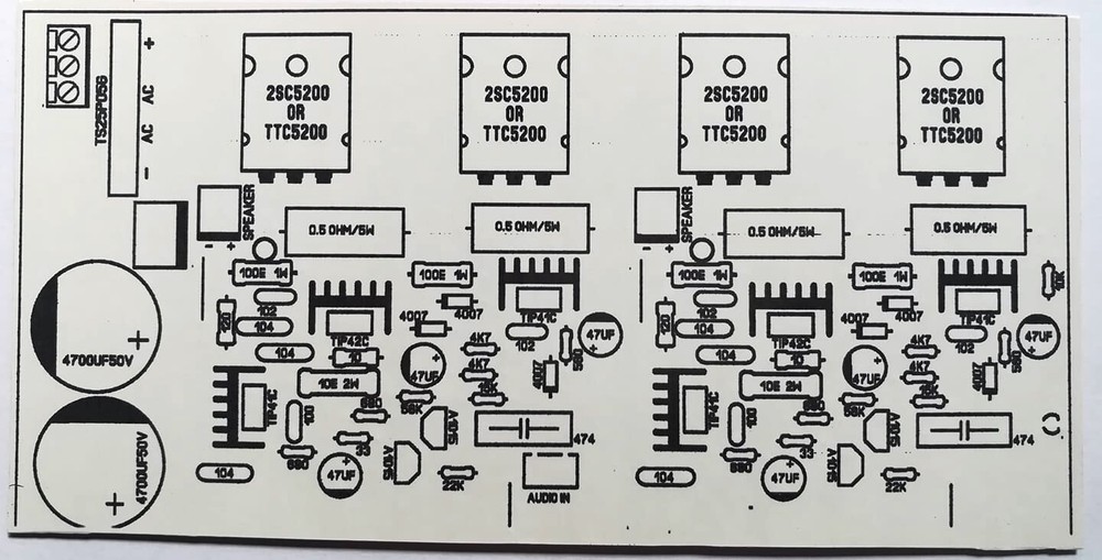 200W C5200x4 Transistor Amplifier PCB